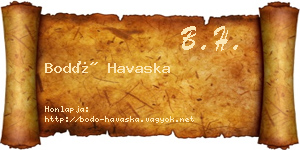 Bodó Havaska névjegykártya